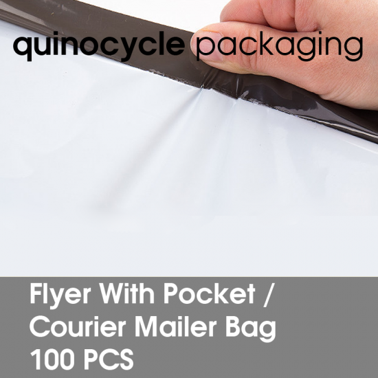 Flyer A4 Size With Pocket (White) Courier Mailer Bag 260 x 330mm (100 PCS)