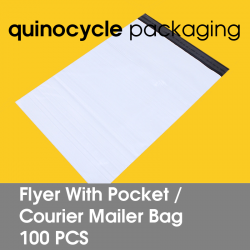 Flyer A2 Size With Pocket (White) Courier Mailer Bag 430 x 510mm (100 PCS)