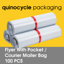 Flyer A4 Size With Pocket (White) Courier Mailer Bag 260 x 330mm (100 PCS)