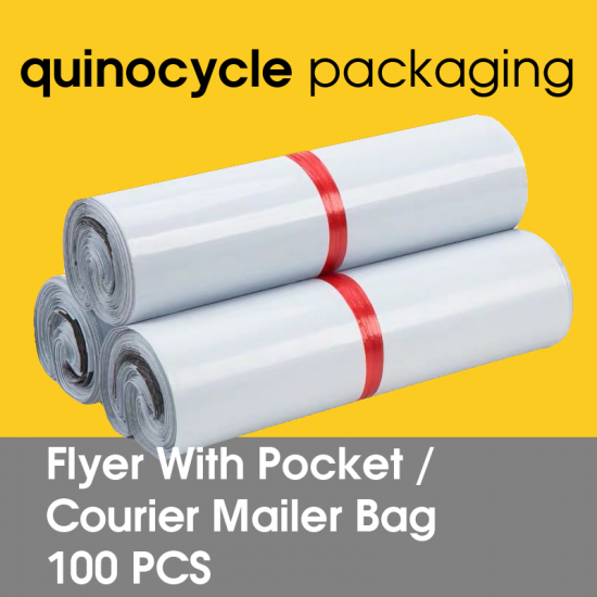 Flyer A5 Size With Pocket (White) Courier Mailer Bag 180 x 260mm (100 PCS)